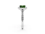 Fancy Green Asscher Cut Diamond Milgrain Floral Halo Engagement Ring Set in Platinum with Pavé Band