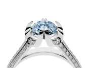 Fancy Blue Marquise Cut Diamond Pavé Split Shank Solitaire Ring Set in Platinum with Prong Setting