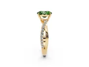 Oval Crossover Engagement Ring Setting for a Fancy Green Lab-Grown Diamond | Yellow Gold