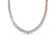 Round Lab-Grown Diamond Graduated Tennis Necklace | Bead Chain Back | Rose Gold