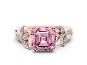 Asscher Cut Floral Vine Engagement Ring Setting for a Fancy Pink Lab-Grown Diamond | Rose Gold