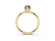 Fancy Black Marquise Cut Diamond Solitaire Ring Set in Yellow gold with Thin Band and Prong Setting