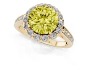 Round Floral Halo Engagement Ring Setting for a Fancy Yellow Lab-Grown Diamond | Large Round Accents | Yellow Gold