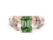 Emerald Cut Floral Vine Engagement Ring Setting for a Fancy Green Lab-Grown Diamond | Rose Gold