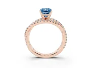 Radiant Cut Twisted Pavé Engagement Ring Setting for a Fancy Blue Lab-Grown Diamond | Rose Gold