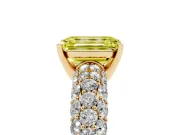 Emerald Cut Close Set Pave Engagement Ring Setting for a Fancy Yellow Lab-Grown Diamond | Multi Row | Yellow Gold