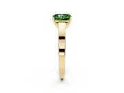 Fancy Green Radiant Cut Diamond Solitaire Engagement Ring Set in Yellow gold with Prong Setting and Tapered Band