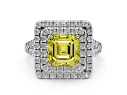 Asscher Cut Halo Split Shank Engagement Ring Setting for a Fancy Yellow Lab-Grown Diamond | White Gold