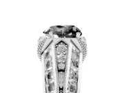 Fancy Black Heart Cut Diamond Vintage-Inspired Milgrain Ring Set in Platinum with Accent Split Shank