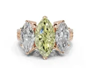 Marquise Three Stone Engagement Ring Setting for a Fancy Yellow Lab-Grown Diamond | Beaded Shoulders | Rose Gold