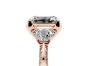 Emerald Cut Hidden Halo Three Stone Engagement Ring Setting for a Fancy Yellow Lab-Grown Diamond | Rose Gold