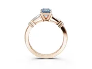 Emerald Cut Tapered Baguette Engagement Ring Setting for a Fancy Blue Lab-Grown Diamond | Rose Gold