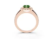 Cushion Cut Pave Halo Engagement Ring Setting for a Fancy Green Lab-Grown Diamond | Pave Band | Rose Gold