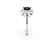 Asscher Cut Halo Engagement Ring Setting for a Fancy Green Lab-Grown Diamond | Polished Halo Rim | Platinum