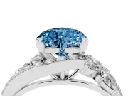 Heart-Shaped Bypass Pavé Engagement Ring Setting for a Fancy Blue Lab-Grown Diamond | White Gold