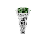 Round Three-Stone Engagement Ring Setting for a Fancy Green Lab-Grown Diamond | Sterling Silver