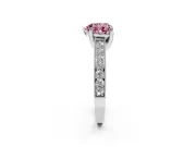 Heart-Shaped Hidden Halo Engagement Ring Setting for a Fancy Pink Lab-Grown Diamond | Milgrain Pave | Sterling Silver