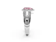 Pear-Shaped Halo Engagement Ring Setting for a Fancy Pink Lab-Grown Diamond | Two-Row Pave Split Shank | Sterling Silver