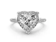 Heart-Shaped Petal Tip Halo Engagement Ring Setting | Single Row Pavé Band | Sterling Silver