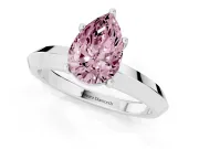 Fancy Pink Pear Cut Diamond Solitaire Engagement Ring Set in Platinum with Flat Band and Prong Setting