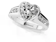 Heart-Shaped Half Bezel Solitaire Engagement Ring Setting | Graduated Channel Band | Platinum