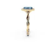 Emerald Cut Twist Halo Engagement Ring Setting for a Fancy Blue Lab-Grown Diamond | Yellow Gold