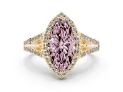 Marquise Split Shank Halo Engagement Ring Setting for a Fancy Pink Lab-Grown Diamond | Yellow Gold