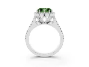 Asscher Cut Floral Halo Engagement Ring Setting for a Fancy Green Lab-Grown Diamond | Pavé Split Shank | Sterling Silver