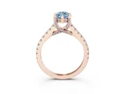 Marquise Hidden Halo Pave Engagement Ring Setting for a Fancy Blue Lab-Grown Diamond | Claw Prongs | Rose Gold