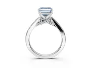 Asscher Cut Pavé Engagement Ring Setting for a Fancy Blue Lab-Grown Diamond | Crossover Gallery | Sterling Silver