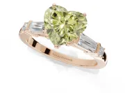 Heart-Shaped Tapered Baguette Engagement Ring Setting for a Fancy Yellow Lab-Grown Diamond | Bar Set Sides | Rose Gold