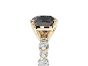 Cushion Cut Pavé Engagement Ring Setting for a Black Center | Alternating Accents | Yellow Gold