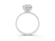 Asscher Cut Pave Solitaire Engagement Ring Setting | Fine Line Pave Band | Sterling Silver