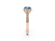 Princess Cut Floral Pavé Engagement Ring Setting for a Fancy Blue Lab-Grown Diamond | Rose Gold
