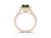 Asscher Cut Milgrain Floral Halo Engagement Ring Setting for a Fancy Green Lab-Grown Diamond | Pavé Band | Rose Gold