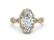 Marquise Milgrain Halo Engagement Ring Setting | Graduated Shoulders | Yellow Gold