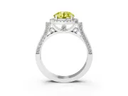 Round Halo Engagement Ring Setting for a Fancy Yellow Lab-Grown Diamond | Pavé Panel Shoulders | Sterling Silver