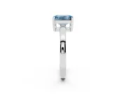 Fancy Blue Emerald Cut Diamond Solitaire Ring Set in White gold with Prong Head and Smooth Polished Band