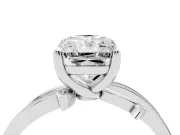 Radiant Cut Diamond Pavé Twist Band Solitaire Ring Set in White gold with Prong Setting