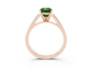 Fancy Green Radiant Cut Diamond Solitaire Engagement Ring Set in Rose gold with Prong Setting and Tapered Band