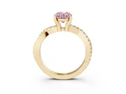 Oval Twist Engagement Ring Setting for a Fancy Pink Lab-Grown Diamond | Crossover Band | Yellow Gold