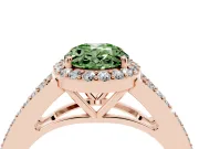 Oval Split Shank Halo Engagement Ring Setting for a Fancy Green Lab-Grown Diamond | Rose Gold
