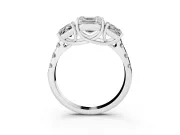 Asscher Cut Three Stone Engagement Ring Setting | Accented Shoulders | Platinum