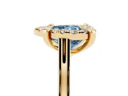 Heart-Shaped Claw Corner Halo Engagement Ring Setting for a Fancy Blue Lab-Grown Diamond | Slim Plain Band | Yellow Gold