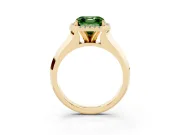 Fancy Green Asscher Cut Diamond Halo Ring Set in Yellow gold with Cathedral Band and Prong Setting