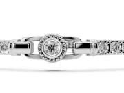 Round Lab-Grown Diamond Rope Frame Bezel Station Bracelet | Pavé Bar Links | White Gold
