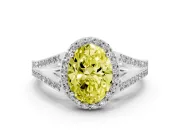 Oval Split Shank Halo Engagement Ring Setting for a Fancy Yellow Lab-Grown Diamond | Platinum