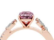 Emerald Cut Floral Vine Engagement Ring Setting for a Fancy Pink Lab-Grown Diamond | Rose Gold