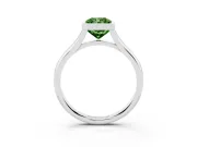 Fancy Green Bezel Set Radiant Cut Diamond Solitaire Ring Set in Silver with Tapered Band