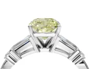Cushion Cut Tapered Baguette Engagement Ring Setting for a Fancy Yellow Lab-Grown Diamond | Platinum